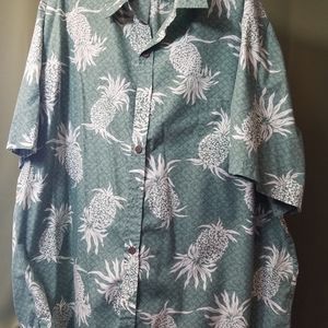Hilo Hattie Mens 5xl Poly/Cotton Green Pineapple Button Down Shirt - Employee?